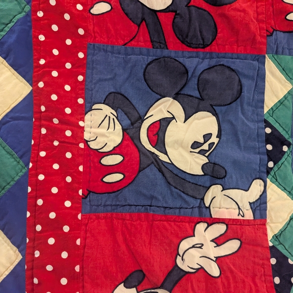 Vintage Disney Mickey Mouse Quilt - Red, Blue, Black - Picture 5 of 9